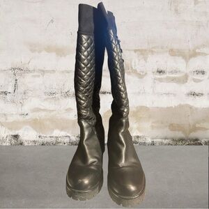 Dissona Women's Black Quilted Knee Boots Size 39 (US 8)